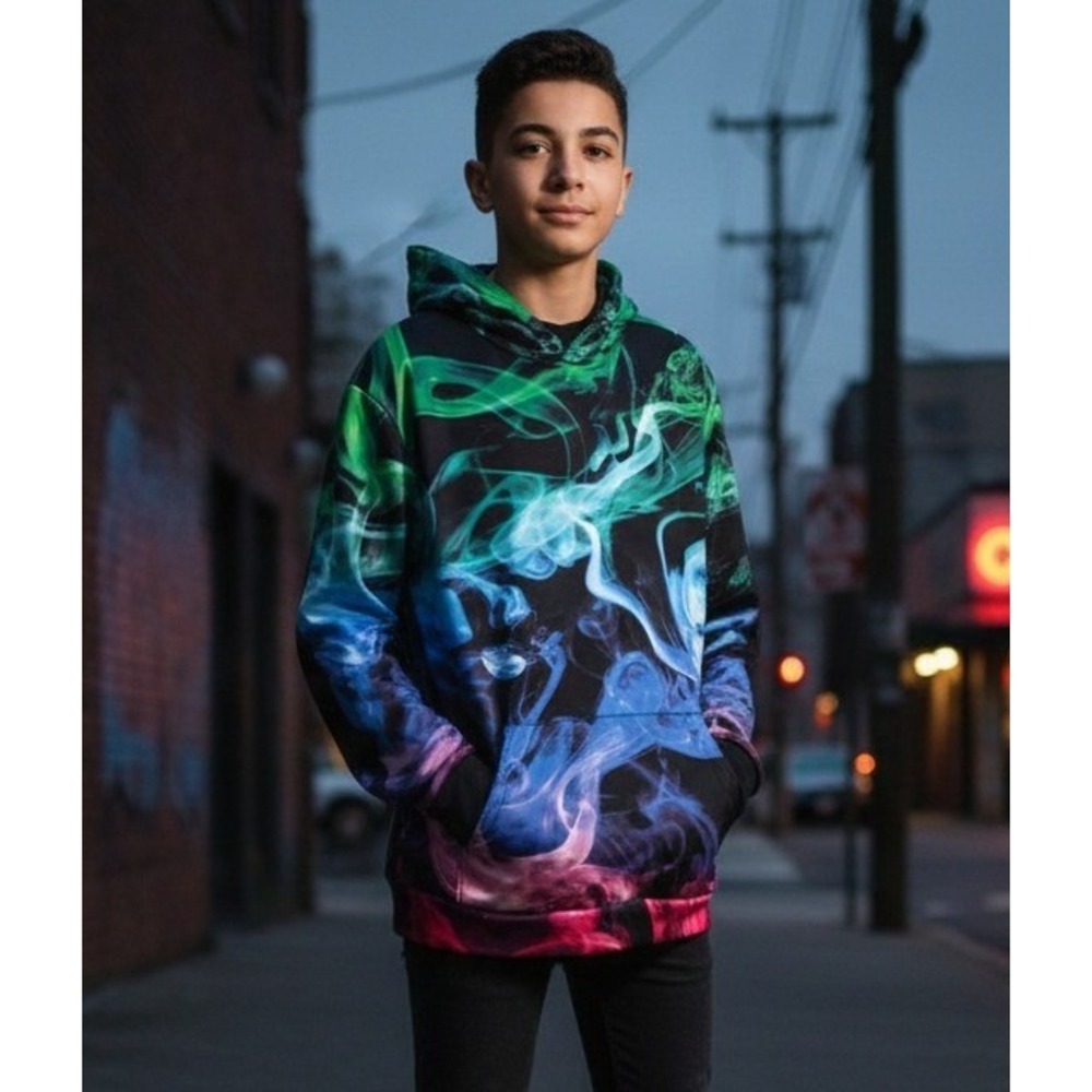 Funnycokid Unisex Kids‎ Swirl 3D Printed Pullover Sweatshirt Hoodie Colorful XL